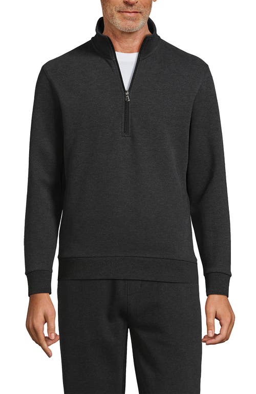 Shop Lands' End Long Sleeve Serious Sweats Half Zip Mock Sweatshirt In Dark Charcoal Heather