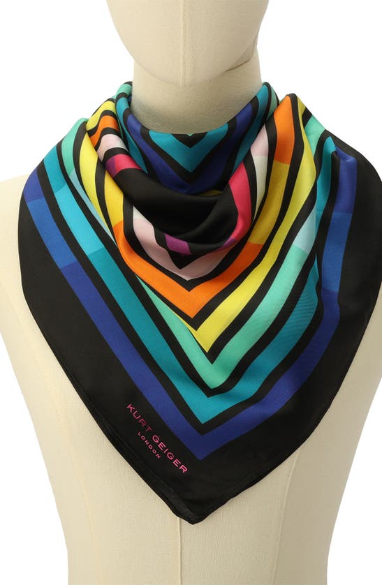 Shop Kurt Geiger London Abstract Square Large Silk Scarf In Rainbow