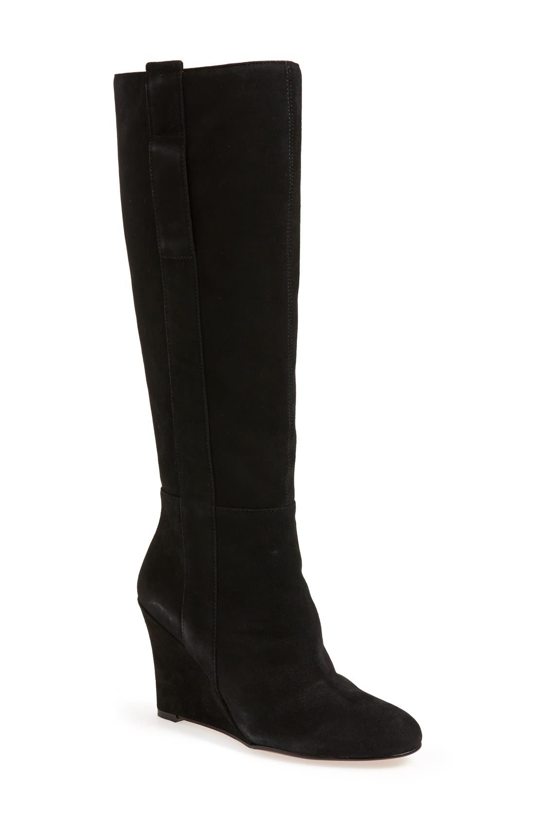 nine west black wedge boots