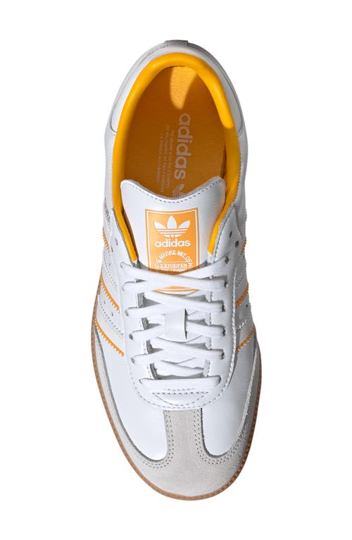 Shop Adidas Originals Adidas Kids' Samba Sneaker In White/crystal/yellow