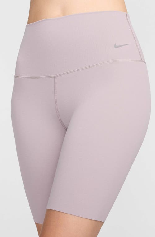 Shop Nike Zenvy Gentle Support High Waist Bike Shorts In Light Violet Ore/black