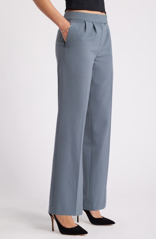 Shop Open Edit Pleated Wide Leg Pants In Blue Weather