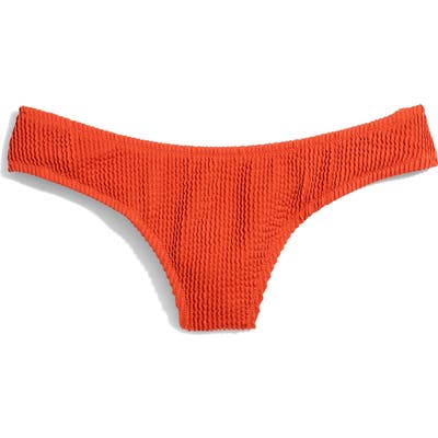 Madewell Second Wave Textured Curved Waist Bikini Bottoms, Grey