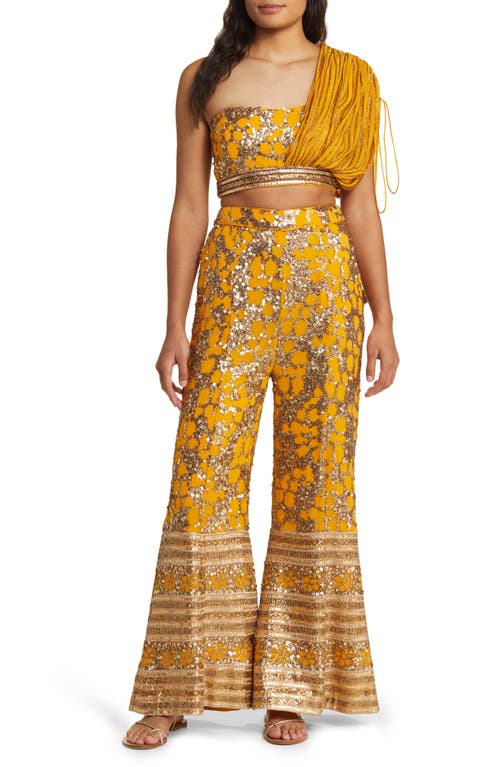 Sani Tanvi Palazzo Two-Piece Top & Pants Marigold at Nordstrom,