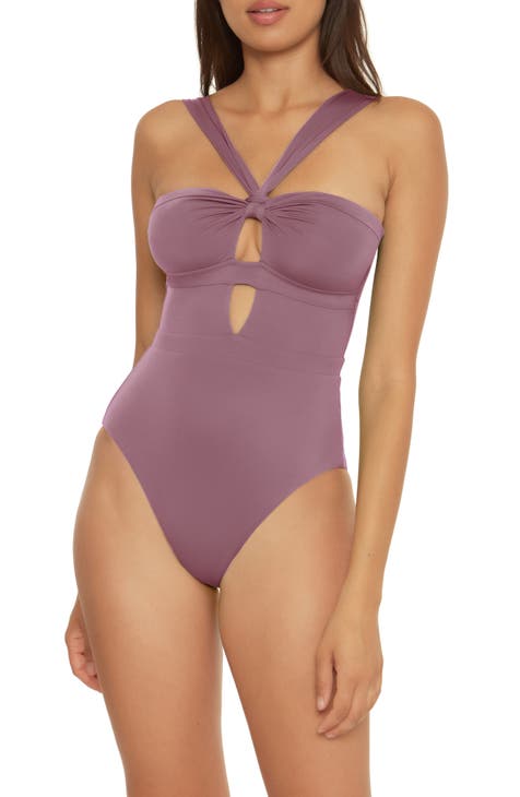 Figleaves Curve Embellished Swimsuit One Piece Beach Pool Holiday Purple