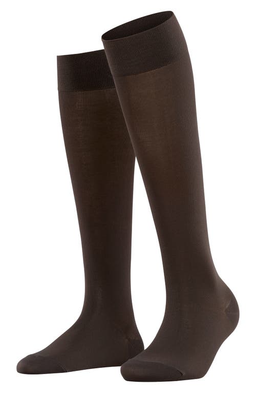 Falke Cotton Touch Knee High Socks in Dark Brown 