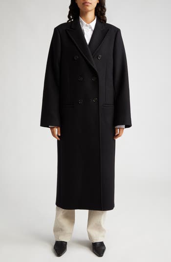 Double Breasted Melton Wool Overcoat