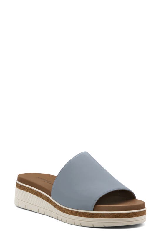 Shop Adrienne Vittadini Provence Platform Slide Sandal In Blue Tumb