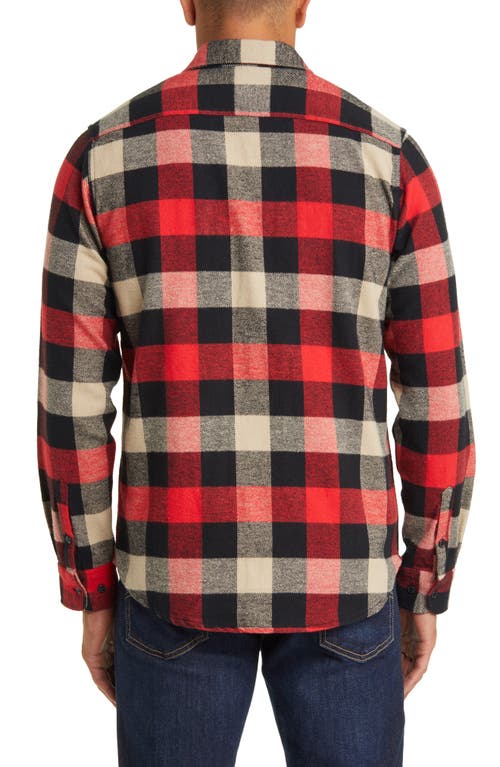 Schott Nyc Buffalo Check Flannel Long Sleeve Button-up Shirt In Black/red