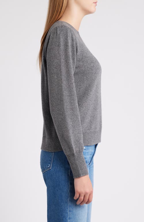 Shop Caslonr Caslon(r) Puff Sleeve Cotton Blend Crewneck Sweater In Grey Dark Heather