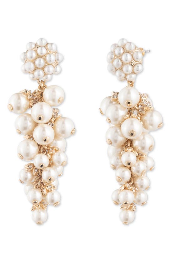 Marchesa Beautiful Baubles Imitation Pearl Linear Earrings In Gold