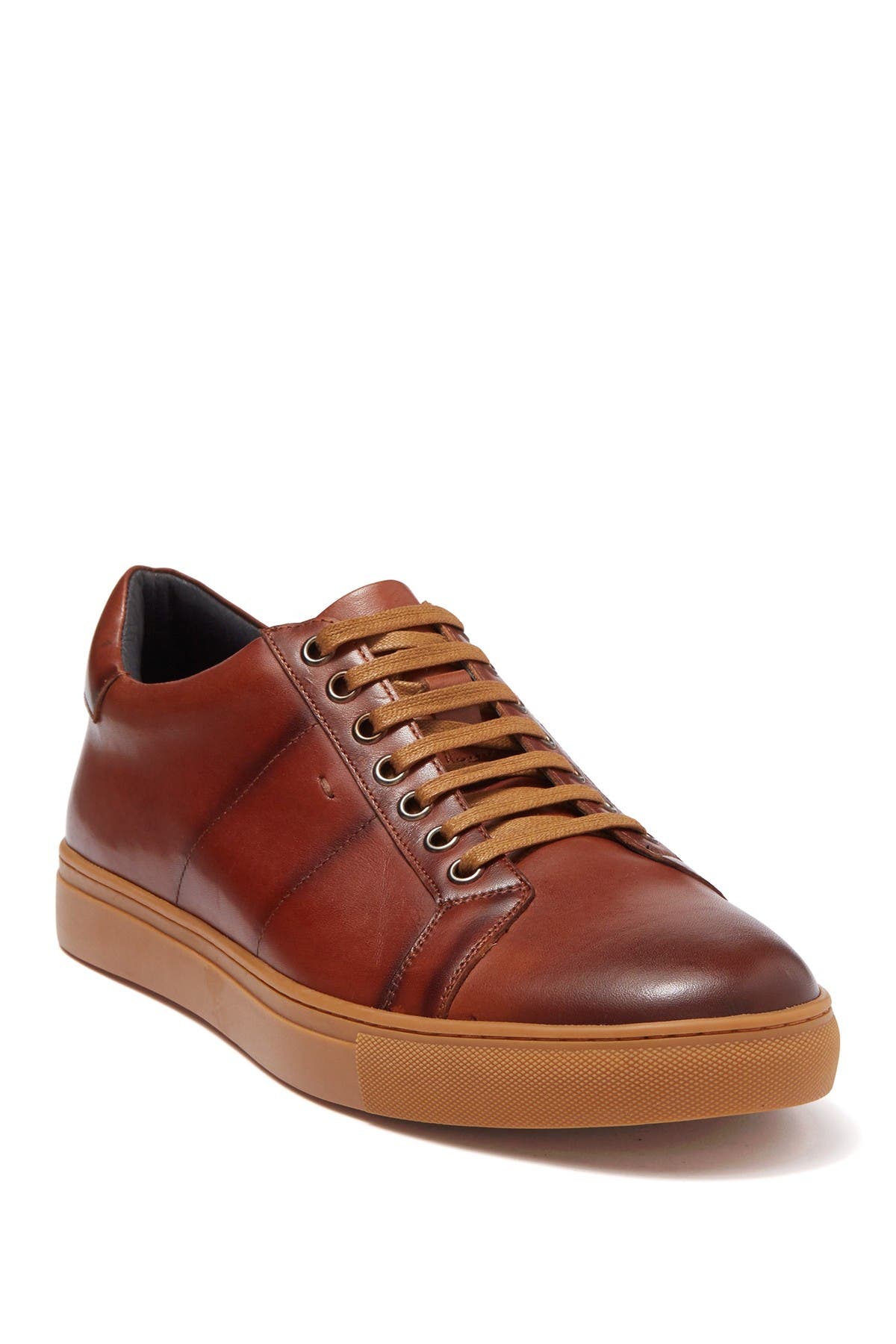 cognac leather sneakers