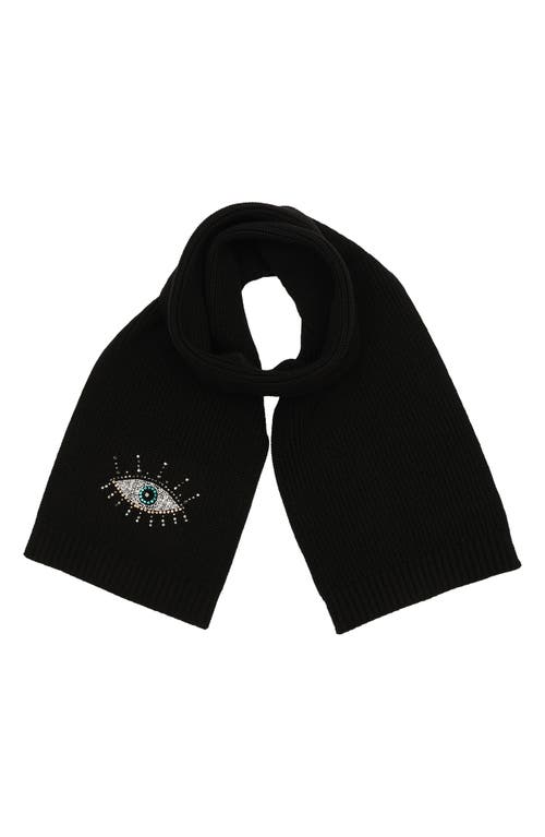 Kurt Geiger London Evil Eye Crystal Embellished Scarf in Black 