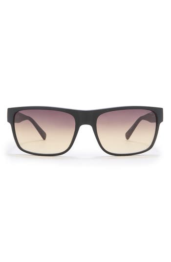 Shop Kenneth Cole 58mm Gradient Rectangular Sunglasses In Matte Black/gradient Smoke