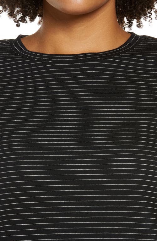 Vince Neppy Stripe Cotton & Linen T-shirt In Black/light Soy
