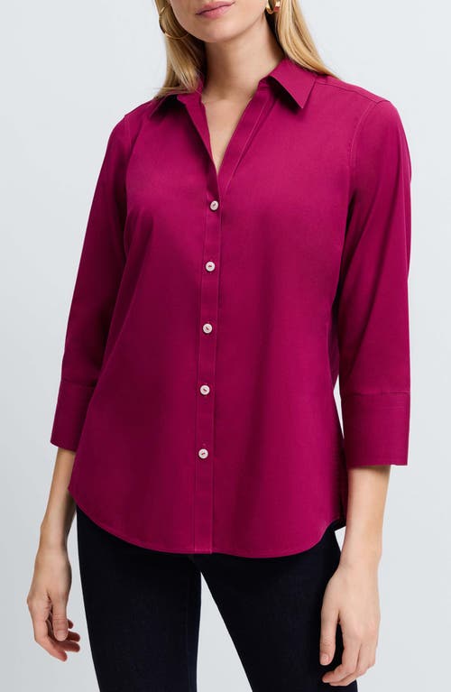 Shop Foxcroft Mary Button-up Blouse In Sangria