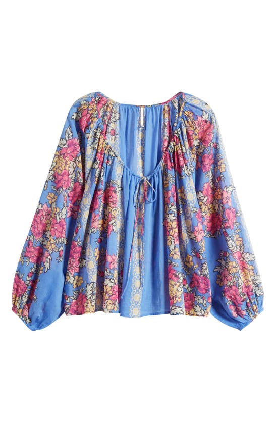 Shop Free People Elena Floral Print Top In Sapphire Combo