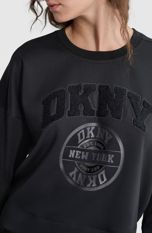 Shop Dkny Varsity Logo Sweatshirt In Black/black