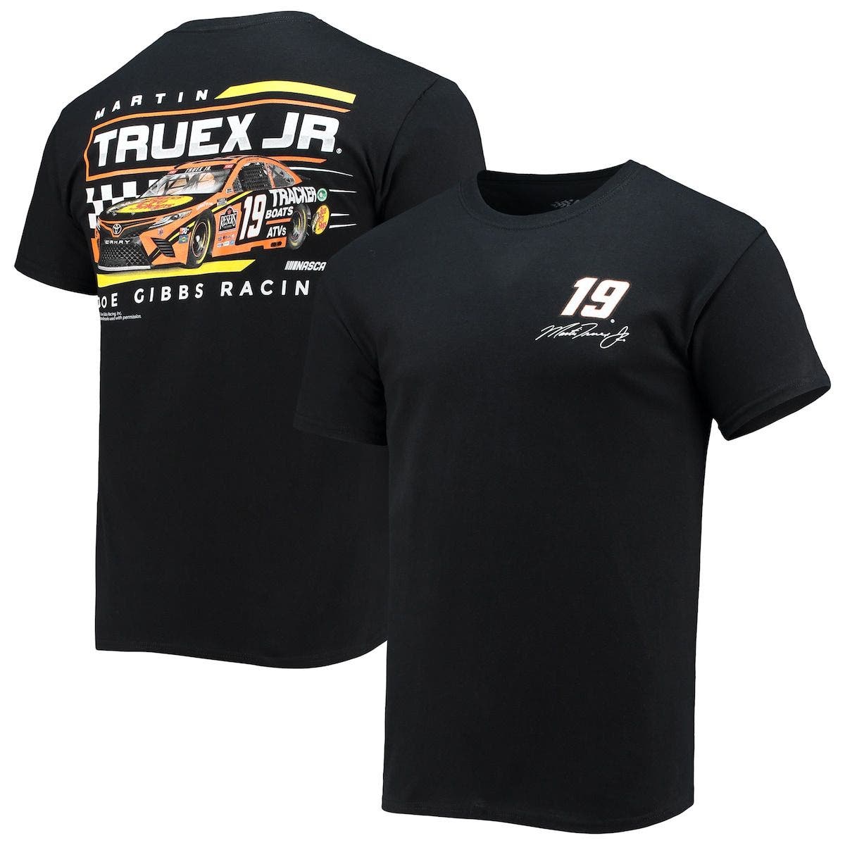 JOE GIBBS RACING TEAM COLLECTION Men's Joe Gibbs Racing Team Collection Black Martin Truex Jr Spoiler Car T-Shirt
