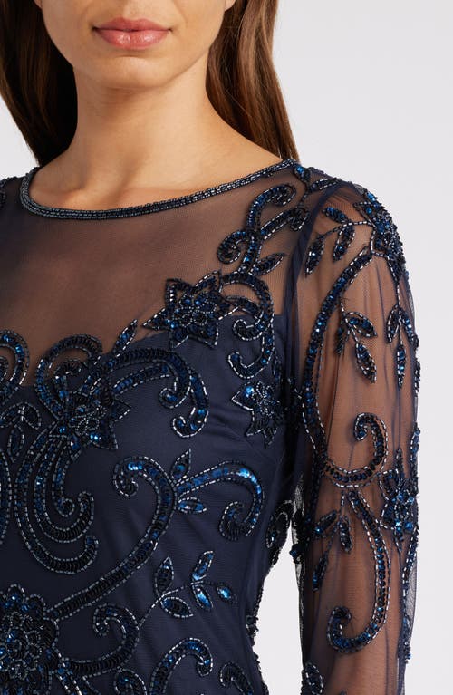PISARRO NIGHTS PISARRO NIGHTS BEADED ILLUSION NECK GOWN