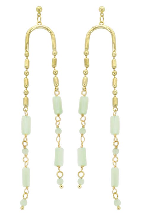 Cylinder Stone U-Shape Drop Earrings