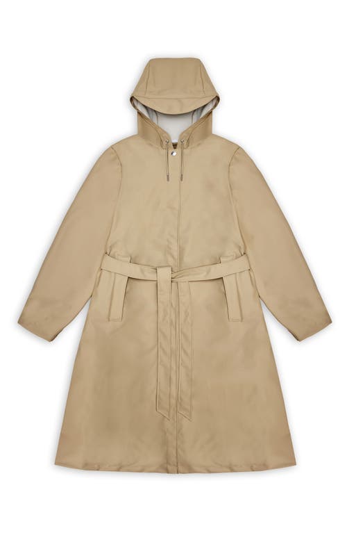 Shop Rains Waterproof A-line Long Raincoat In Sand