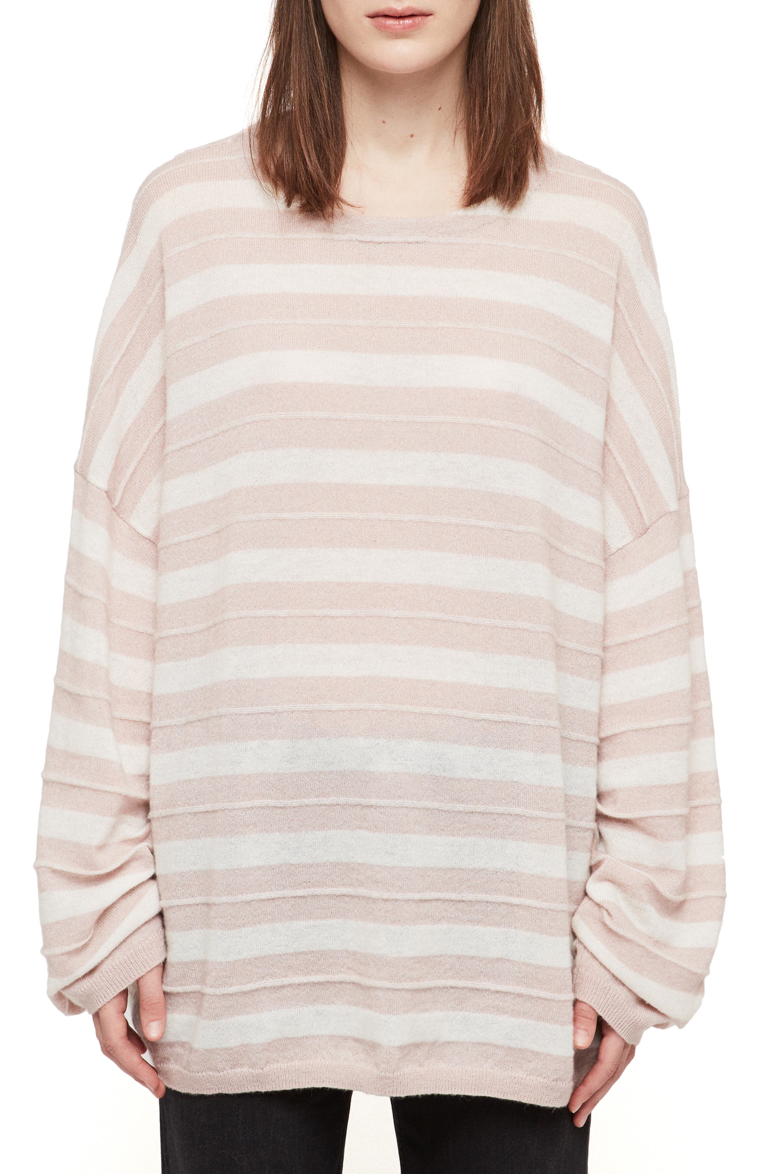 all saints striped sweatshirt