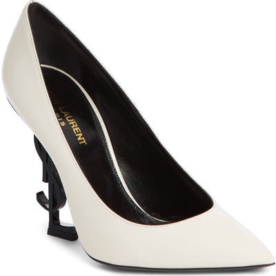Saint Laurent Opyum Ysl Pointy Toe Pump, White