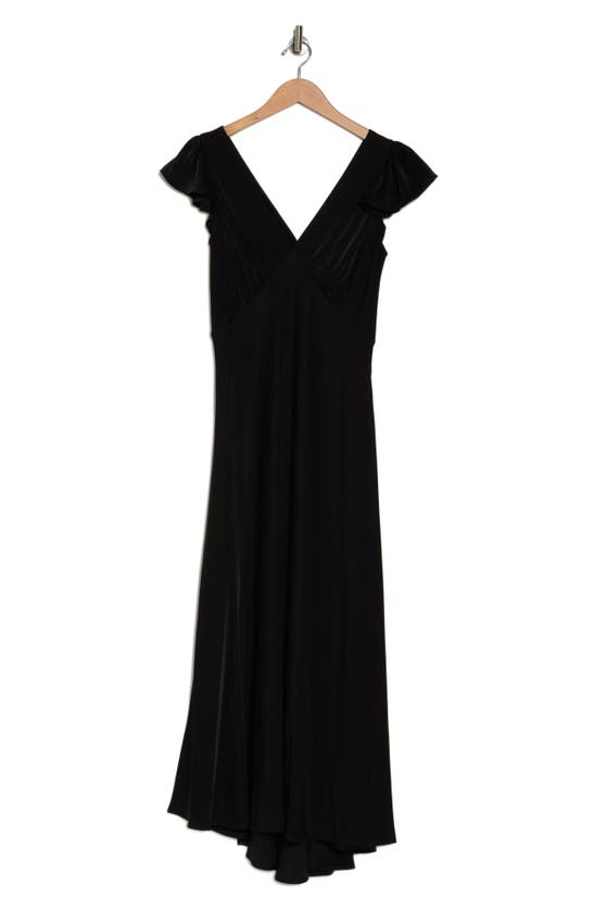 Calvin Klein Flutter Sleeve Maxi Dress In Black