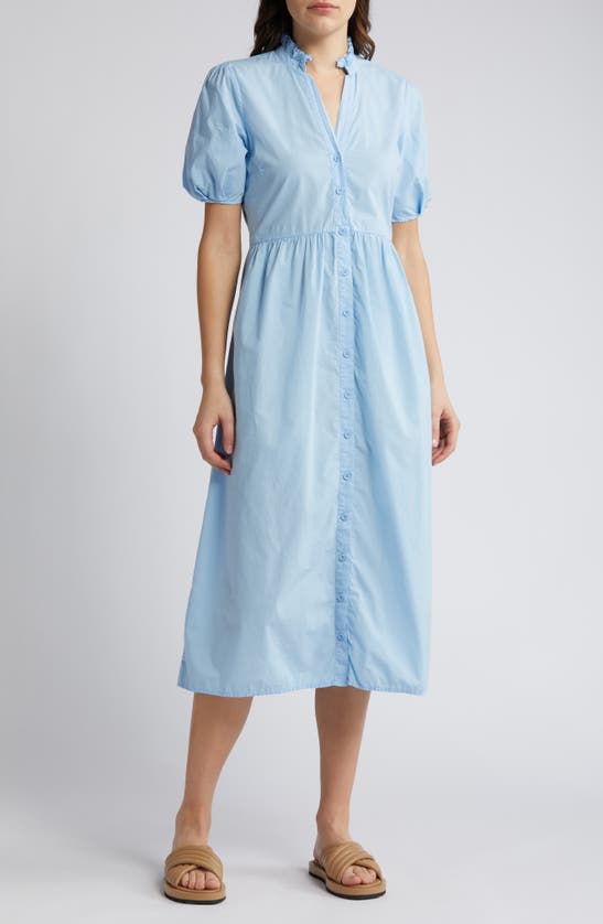 Shop Nation Ltd Liliya Ruffle Cotton Midi Dress In Shirting