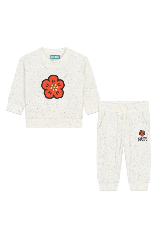 Shop Kenzo Kids' Cotton Blend Sweatshirt & Sweatpants Set In Off White Marl