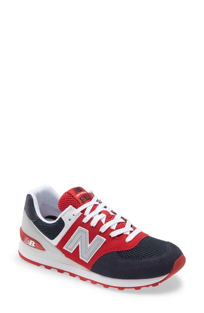 New Balance 574 Classic Sneaker In Eclipse/ Team Red