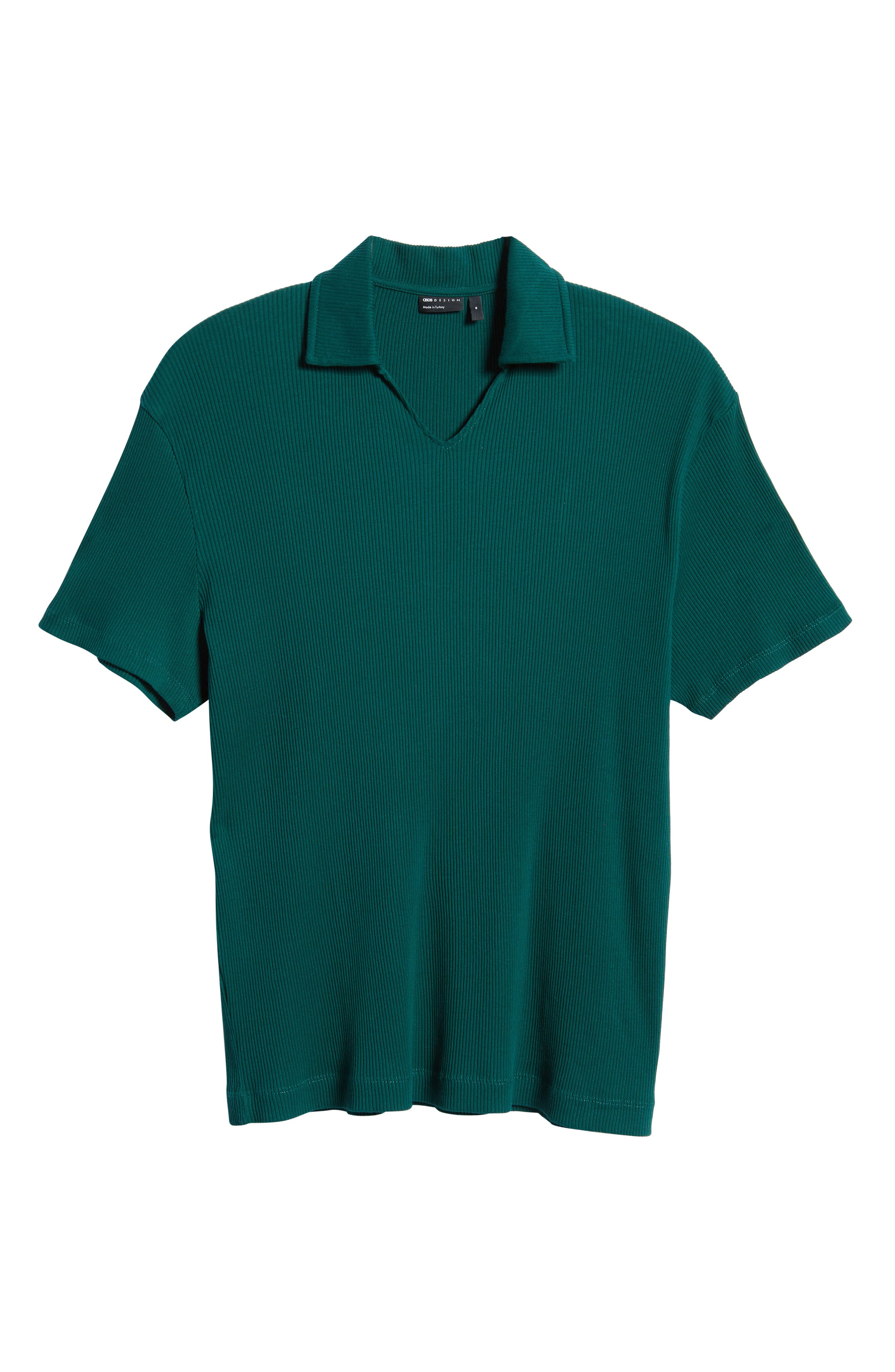 ASOS DESIGN Relaxed Fit Rib Polo in Dark Green