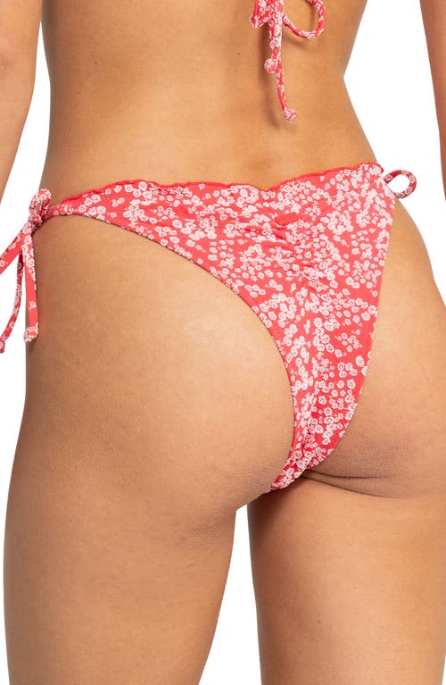 Shop Roxy Margarita Side Tie Bikini Bottoms In Hibiscus Margarita