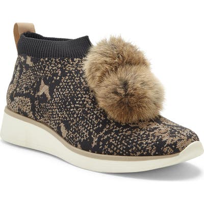 Louise Et Cie Buffie Sneaker With Genuine Rabbit Fur Trim, Beige