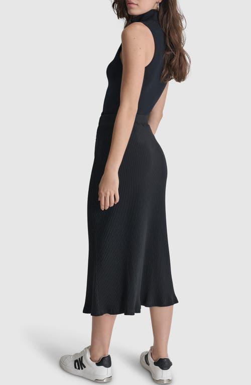 Shop Dkny Rib Flare Stretch Cotton Skirt In Black