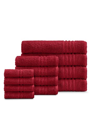 Ella Jayne Home Solid Cotton 12-piece Towel Set In Red