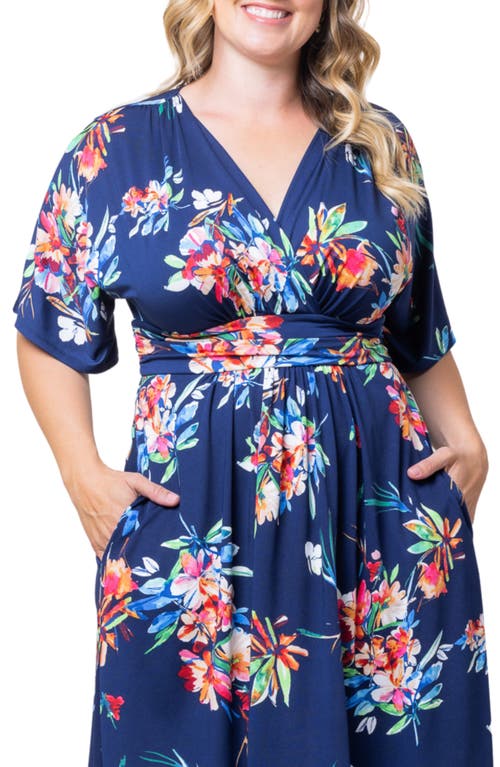 Kiyonna Gia Floral Midi Dress In Belize Blooms