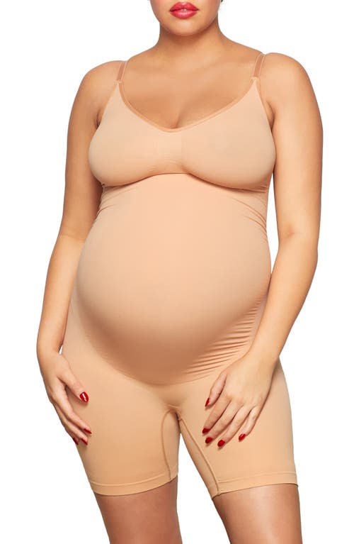 Womens MATERNITY SCULPTING BODYSUIT MID THIGH Umber