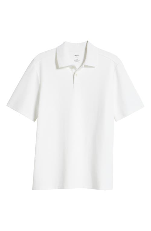 Open Edit Waffle Texture Cotton Blend Polo In White