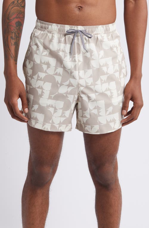 Recycled Volley Swim Trunks in Tan Thread Abstract Geo Shapes