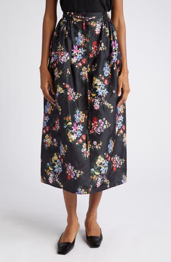 Silk midi outlet skirt floral