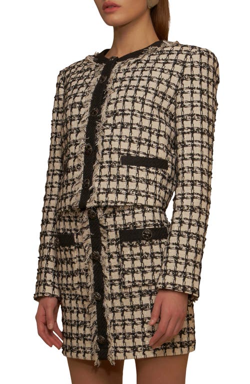 ENDLESS ROSE ENDLESS ROSE PREMIUM FRINGE METALLIC TWEED CROP JACKET
