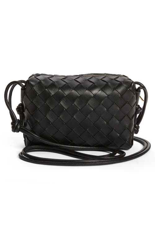 Bottega Veneta Small Intrecciato Leather Crossbody Bag In 8425 Black-gold