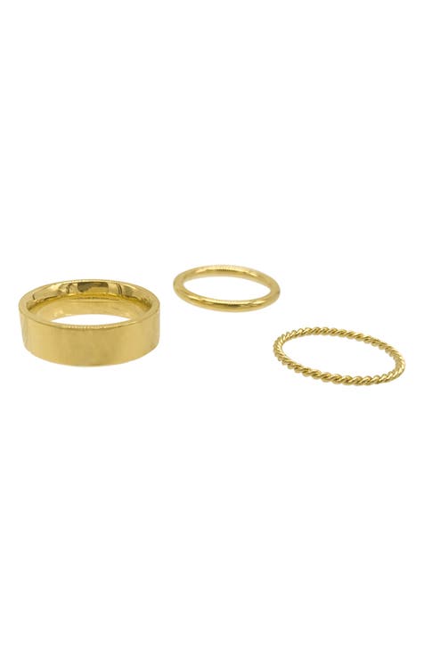 Water Resistant Mixed Band Stackable Ring Set