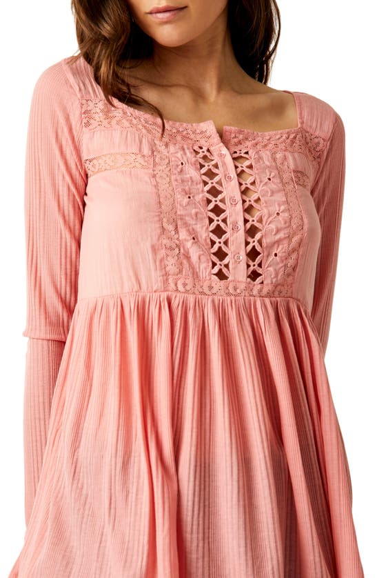 Free People Pretty Please Lace Tunic Top In Rosetta