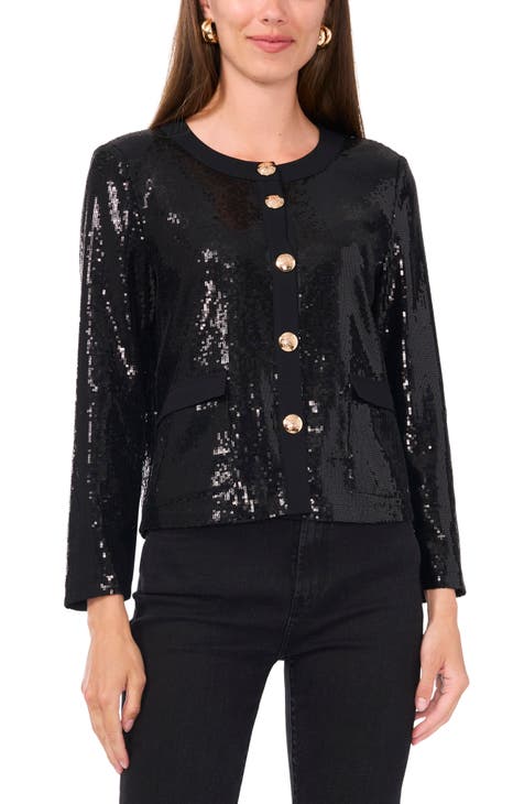 Black sequin jacket womens best sale