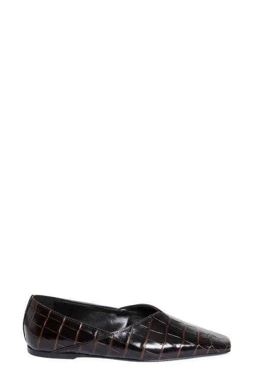 Totême Toteme Croc-embossed Leather The Everyday Ballet Flats In Dark Brown