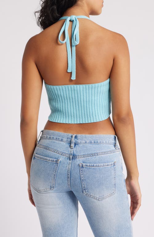 Shop Pacsun Pixie Rib Crop Halter Top In Petit Four