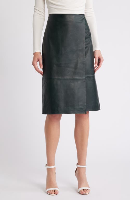 Hugo Boss Boss Simsona Leather Wrap Skirt In Court Green